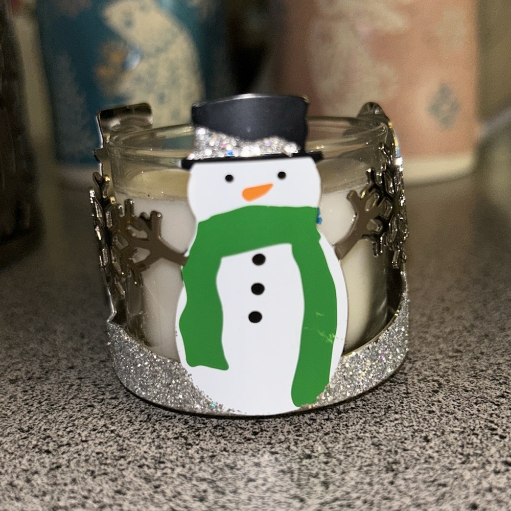 Bath and Body Works snowman with snowflake candle holder for tiny candle new - Picture 2 of 7